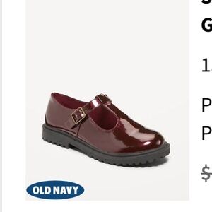 NWT Mary Jane Shiny Faux Leather Old Navy Burgundy Kids Dress Shoes